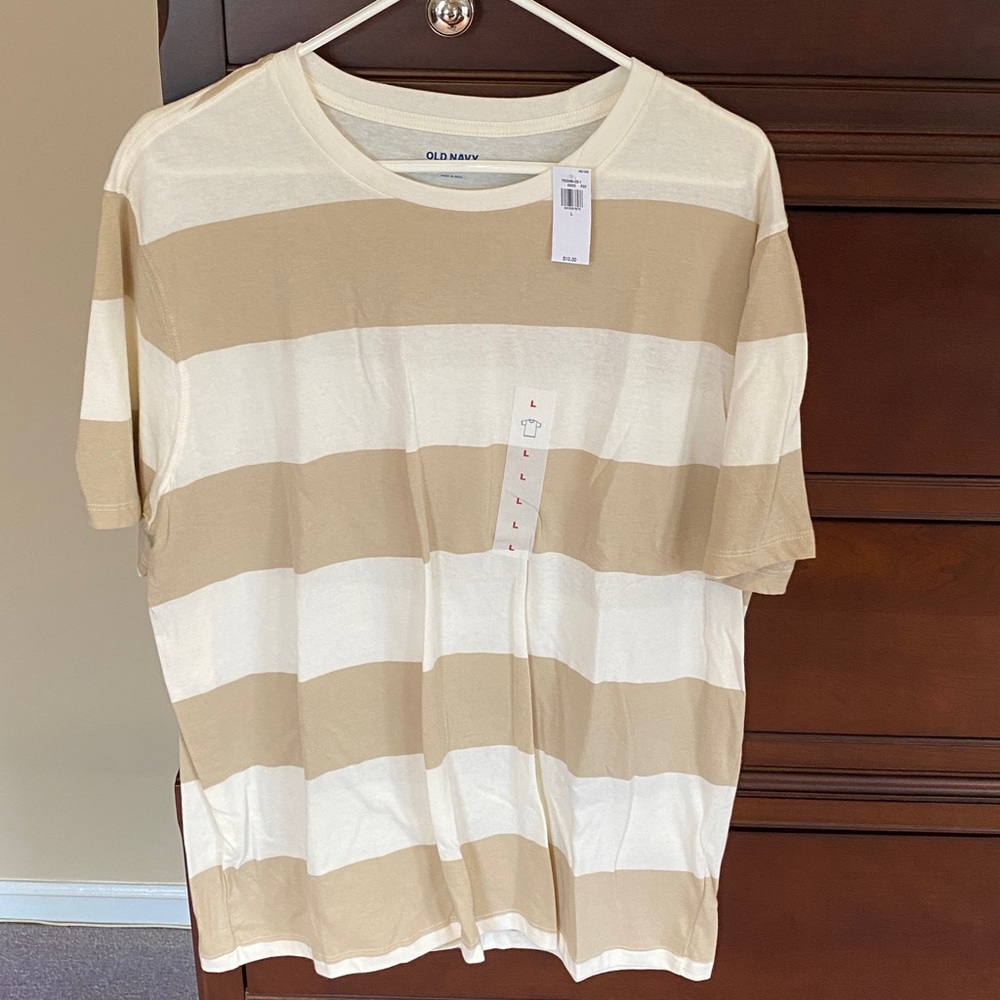 NWT Old Navy Beige and White Striped Tee